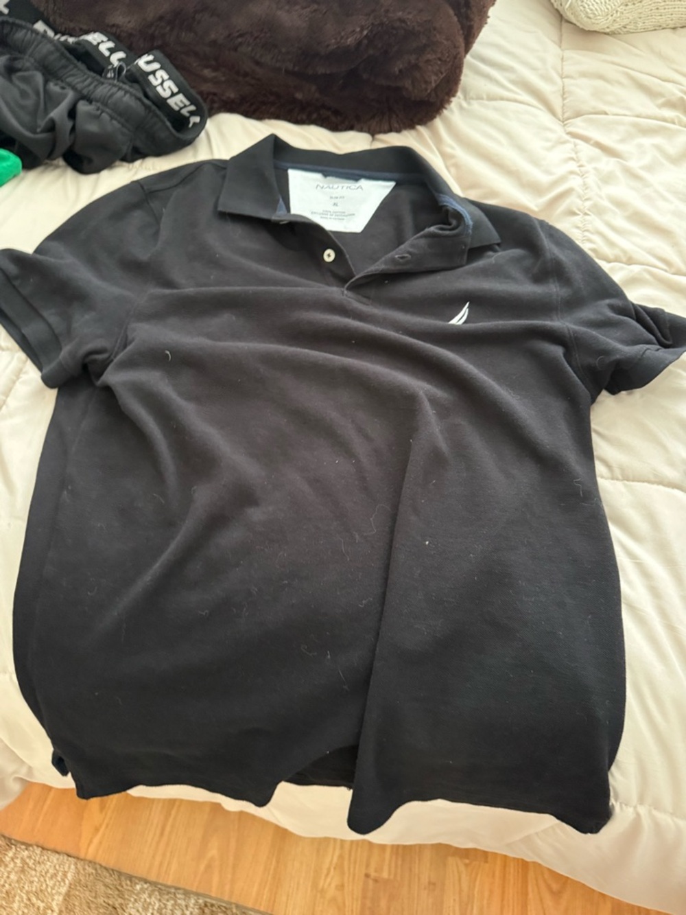 Nautica Men's Black Polo with Sail Logo